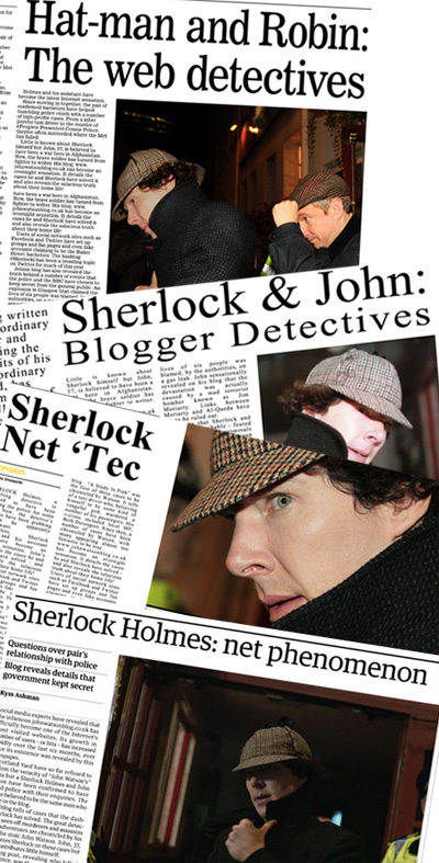 Pictures of newspapers covering the story of how Sherlock and Dr John Watson became a net phenomenon